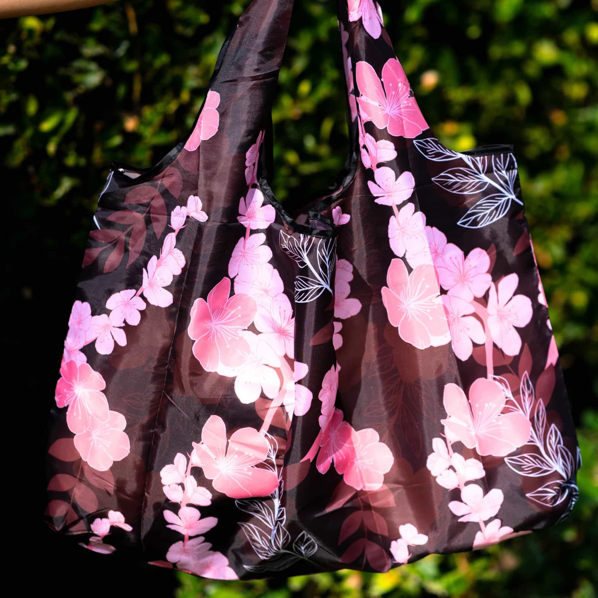 Reusable Shopping Bag - Sakura Black Pink